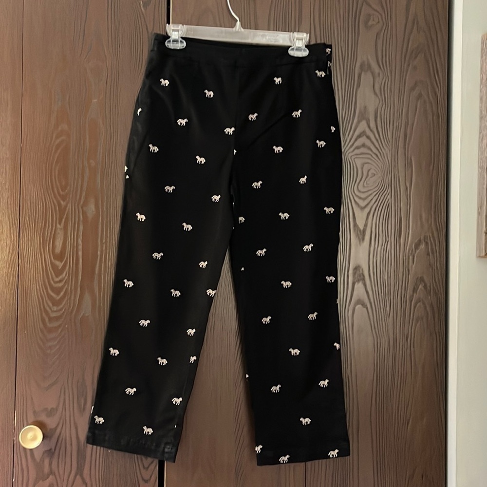 Coldwater Creek black pants with zebras. Size 4